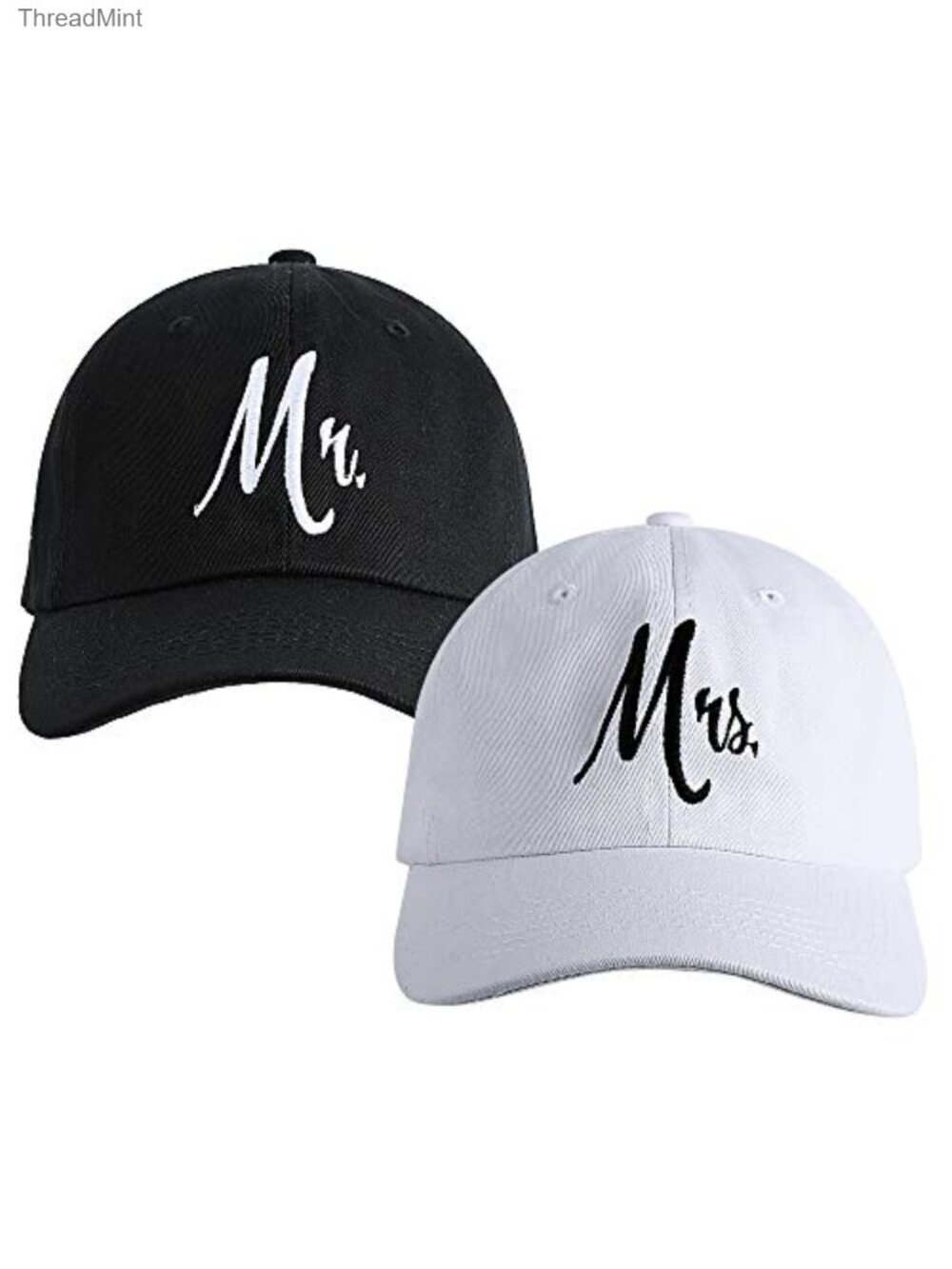 Mr & Mrs Embroidered Baseball Caps Set